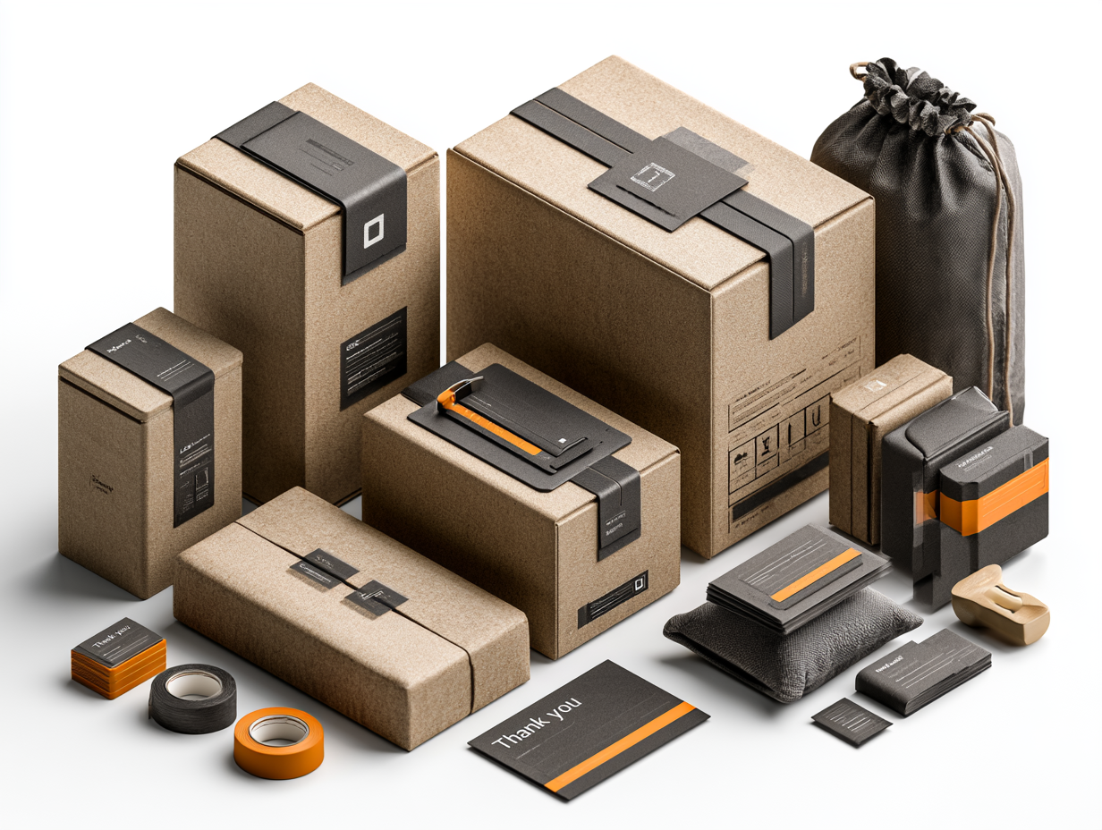 Isometric packaging starter kit with boxes, tape and bubble wrap